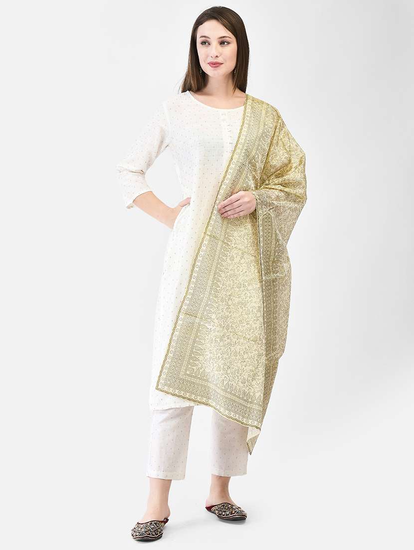 women printed three quarter sleeve straight kurta