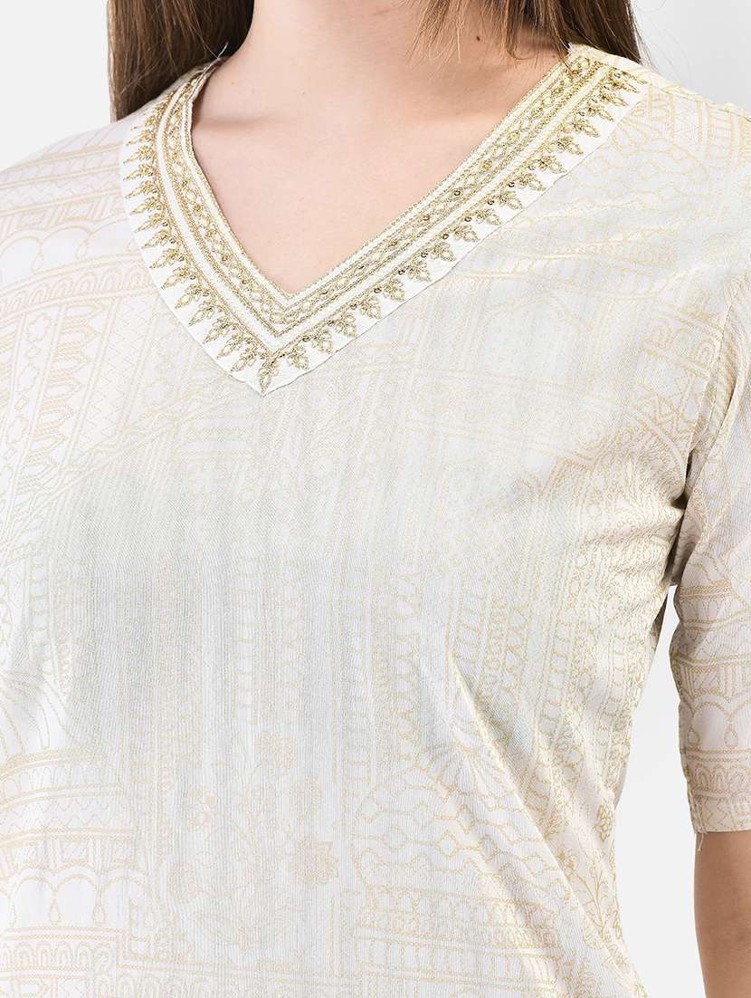 women printed short sleeve straight kurta - 22290506 -  Standard Image - 5