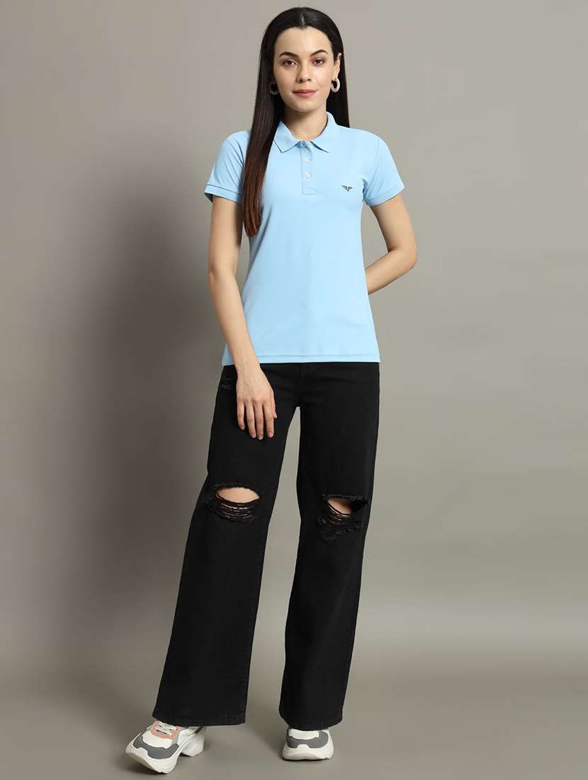 women solid short sleeve polo t-shirt - 22290535 -  Standard Image - 3