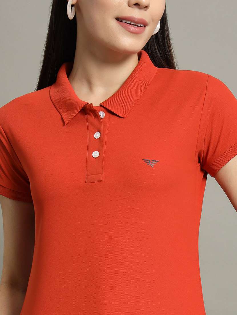 women solid short sleeve polo t-shirt - 22290538 -  Standard Image - 3
