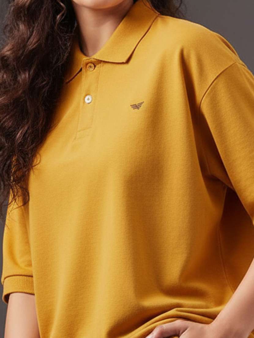 women solid short sleeve oversized polo t-shirt - 22290552 -  Standard Image - 3