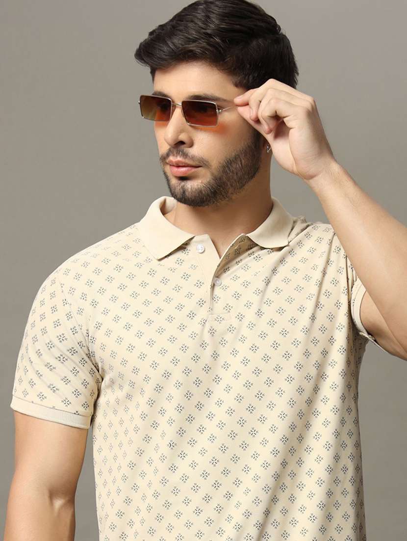 men printed short sleeve polo t-shirt