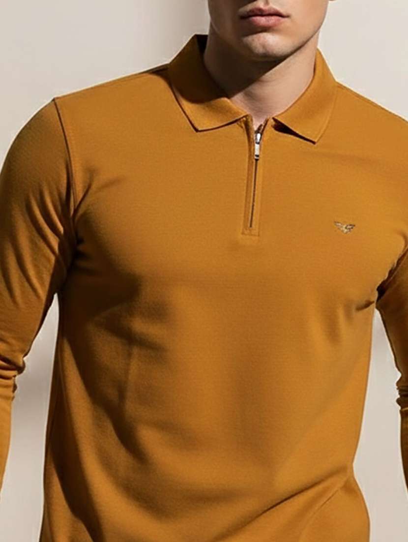 men solid long sleeve polo t-shirt - 22290601 -  Standard Image - 3