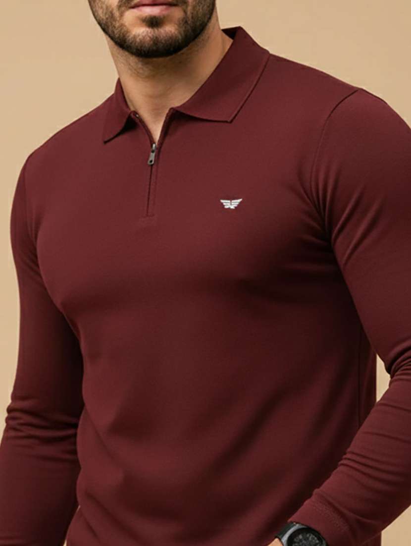 men solid long sleeve polo t-shirt - 22290603 -  Standard Image - 3
