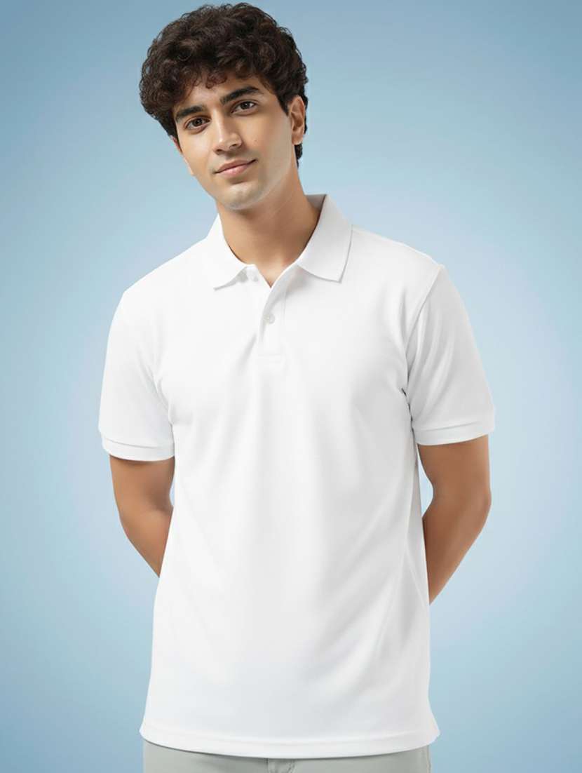 men solid short sleeve polo t-shirt