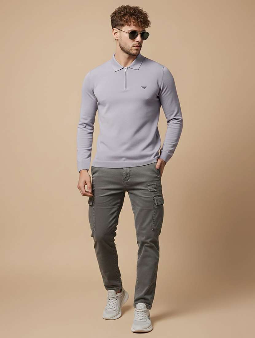 men solid long sleeve polo t-shirt - 22290631 -  Standard Image - 3