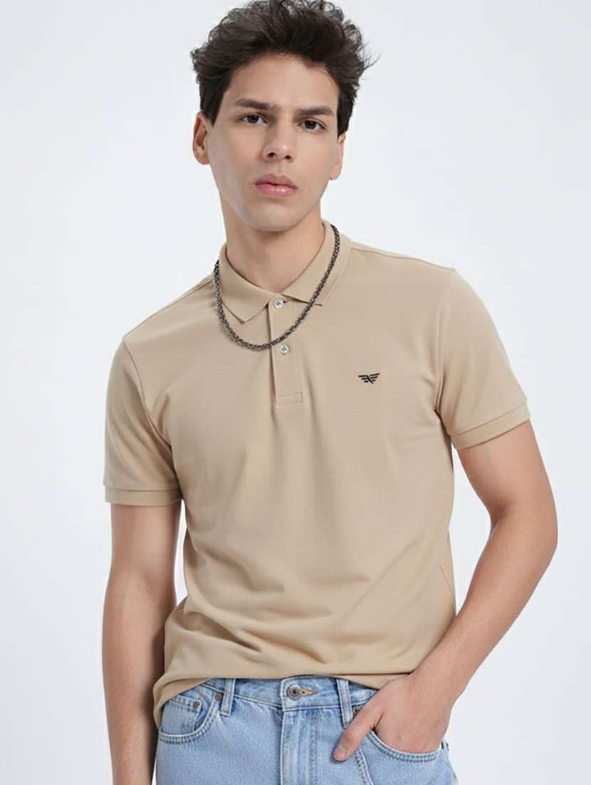 men solid short sleeve polo t-shirt