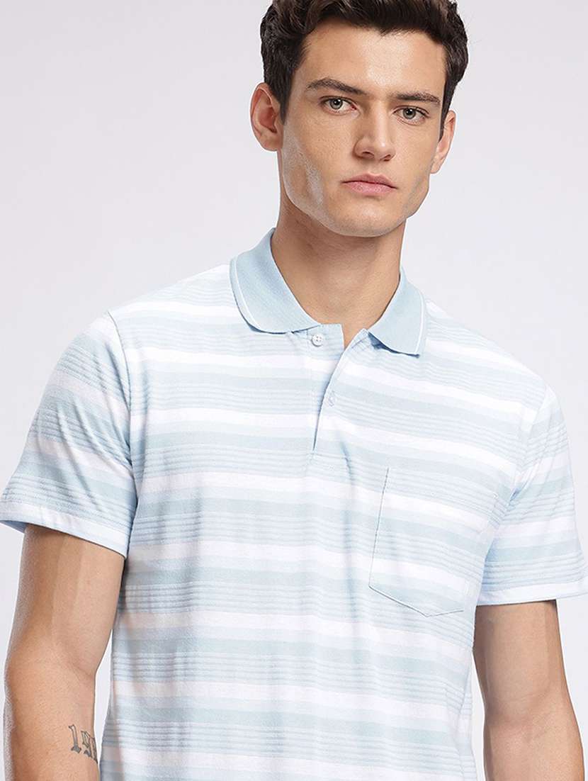 men striped short sleeve regular fit polo t-shirt
