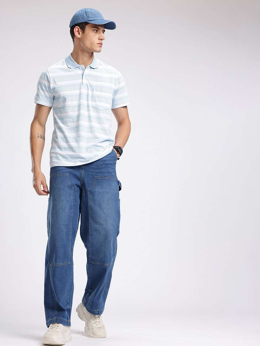 men striped short sleeve regular fit polo t-shirt - 22290655 -  Standard Image - 3