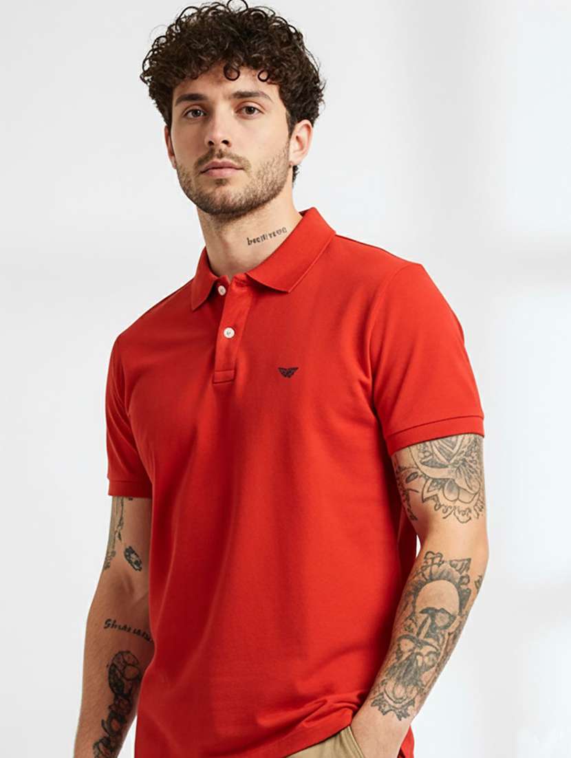 men solid short sleeve polo t-shirt