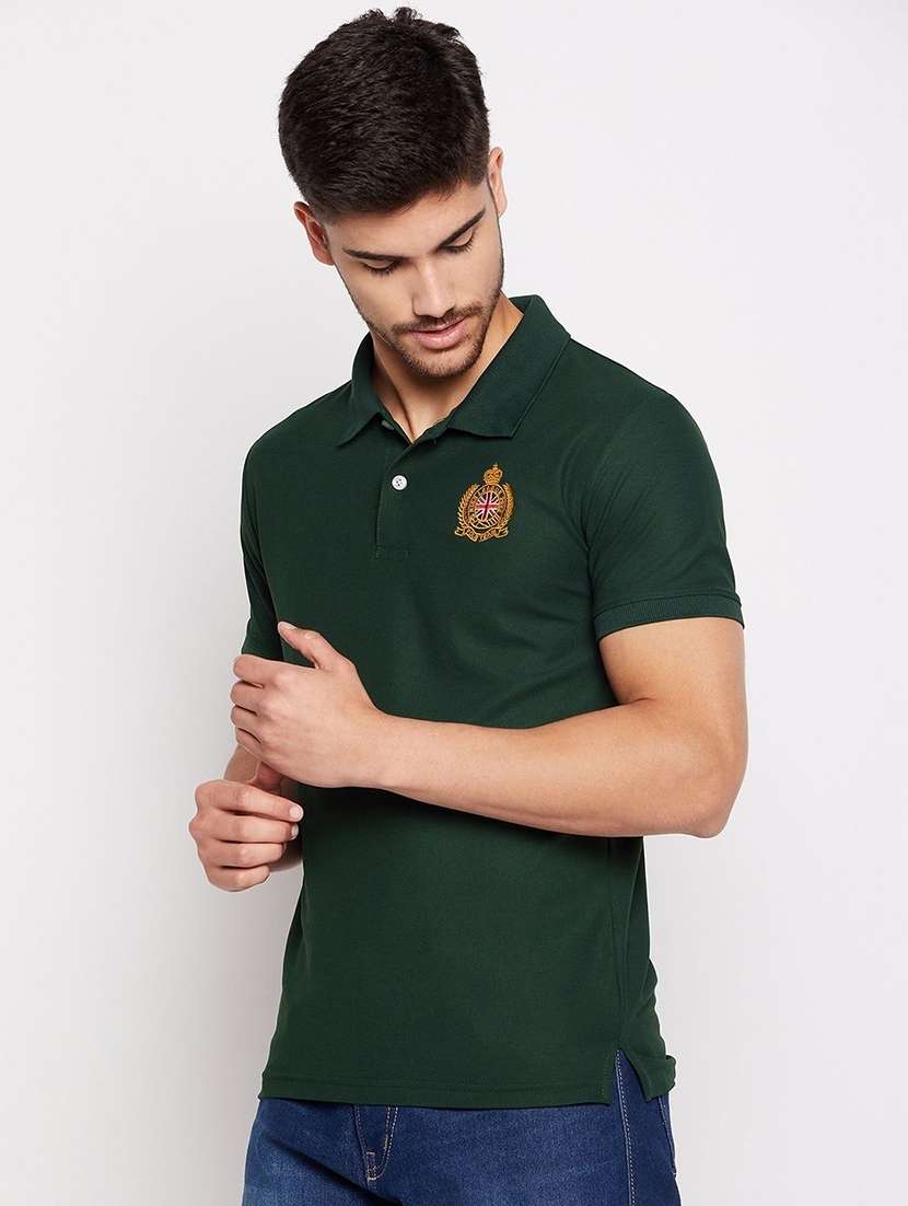 men solid short sleeve polo t-shirt