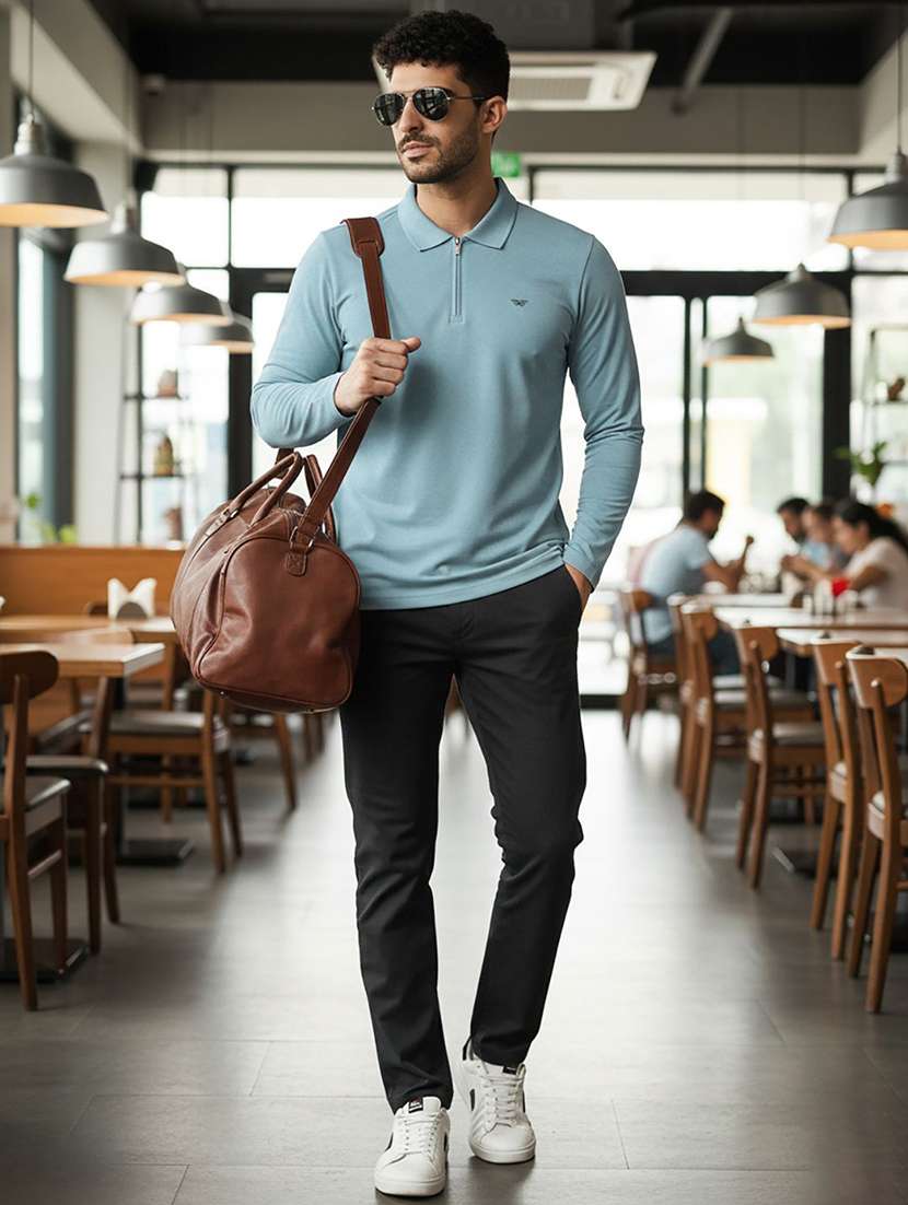 men solid long sleeve polo t-shirt - 22290682 -  Standard Image - 3