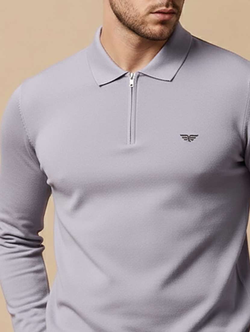 men solid long sleeve polo t-shirt - 22290687 -  Standard Image - 3