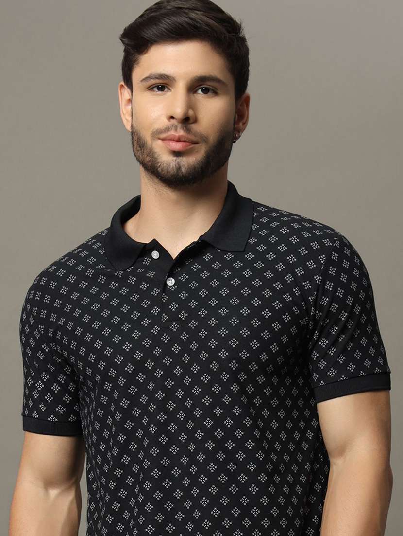men printed short sleeve polo t-shirt