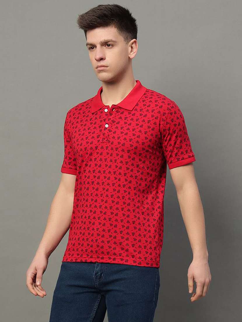 men printed short sleeve polo t-shirt