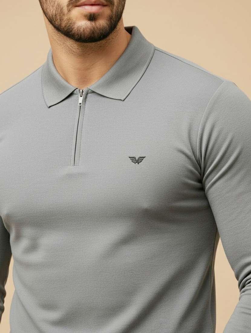 men solid long sleeve polo t-shirt - 22290718 -  Standard Image - 3