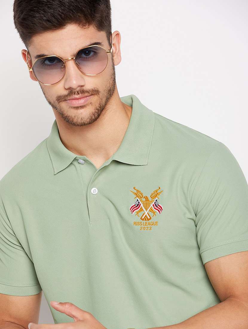 men solid short sleeve polo t-shirt