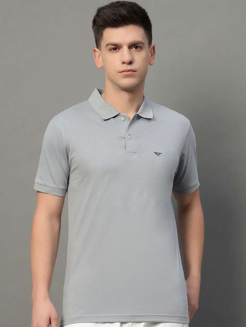 men solid short sleeve polo t-shirt