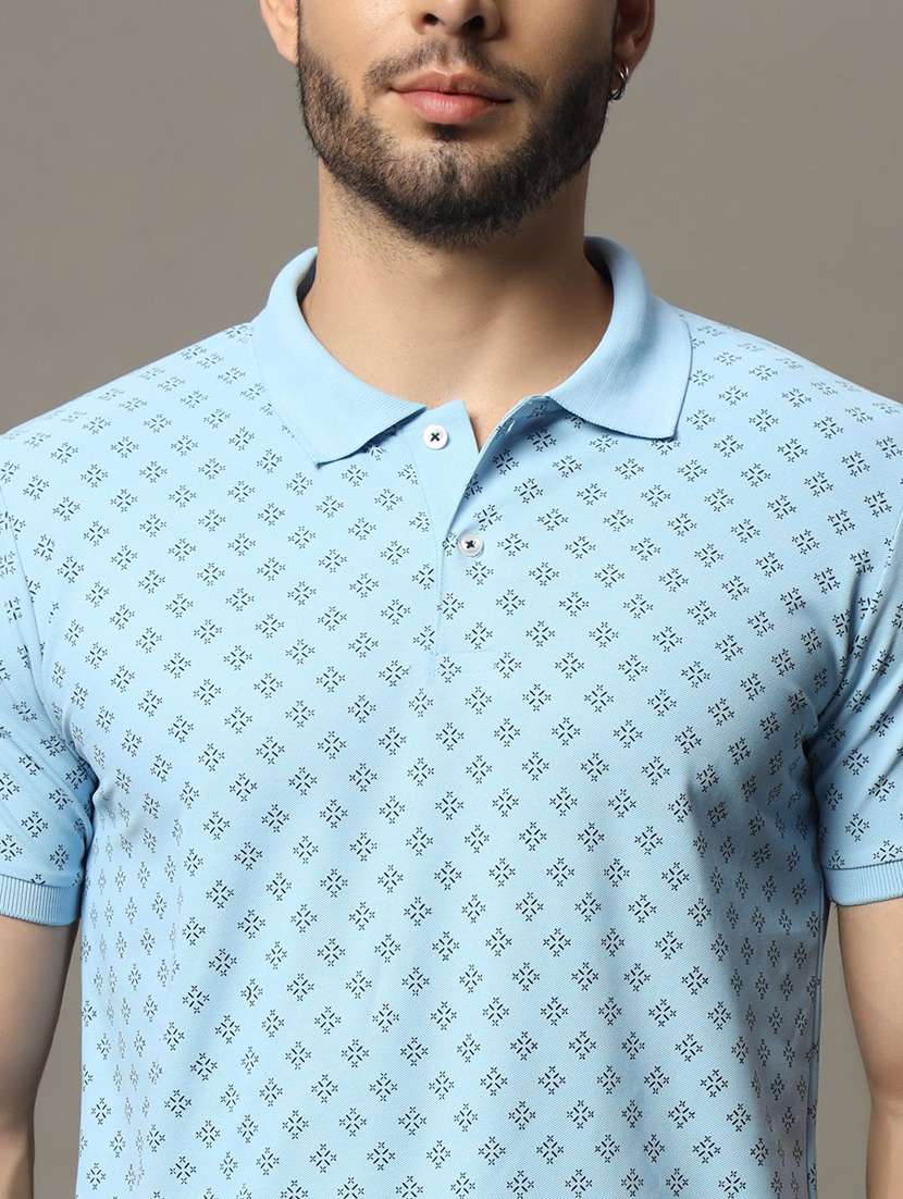 men printed short sleeve polo t-shirt - 22290737 -  Standard Image - 3