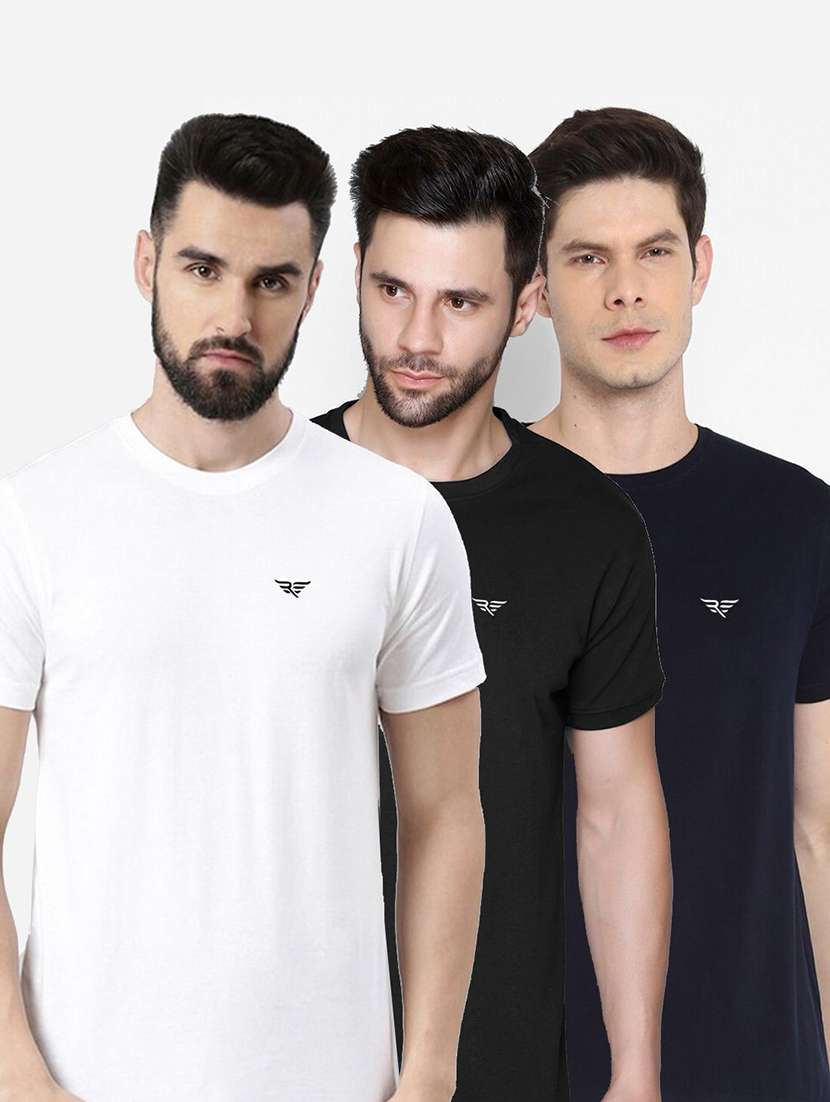 men pack of 3 solid short sleeve t-shirt