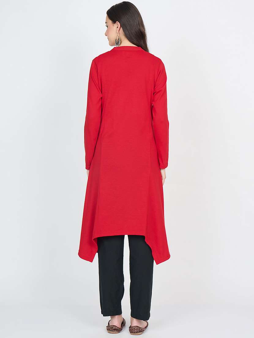 women solid with work long sleeve winter wear kurta  - 22291115 -  Standard Image - 3