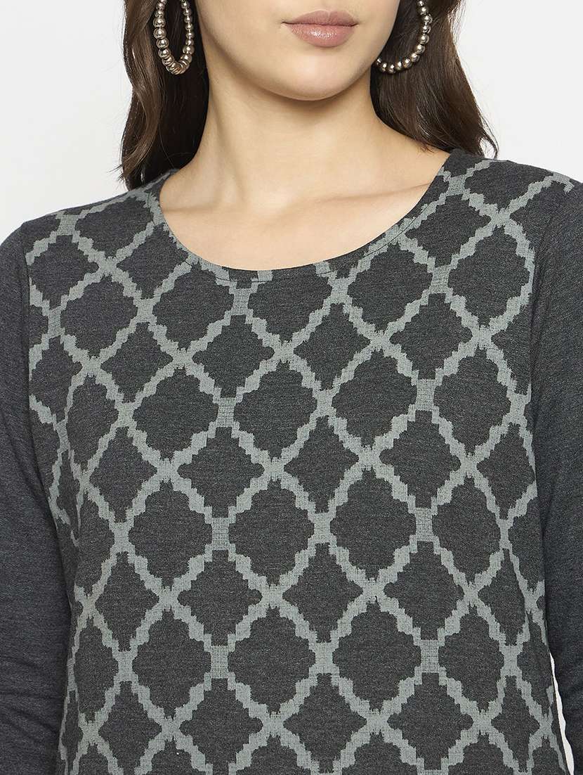 women printed long sleeve winter wear kurta  - 22291121 -  Standard Image - 3