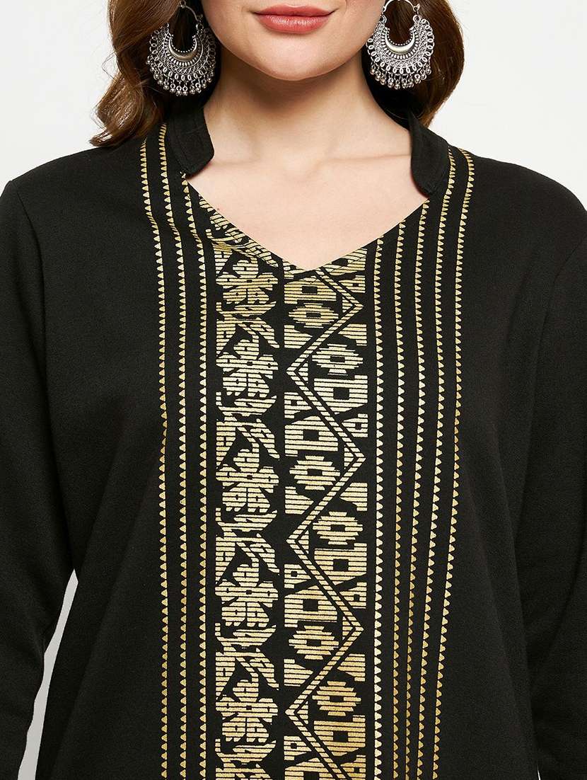 women solid with work long sleeve winter wear kurta  - 22291122 -  Standard Image - 3