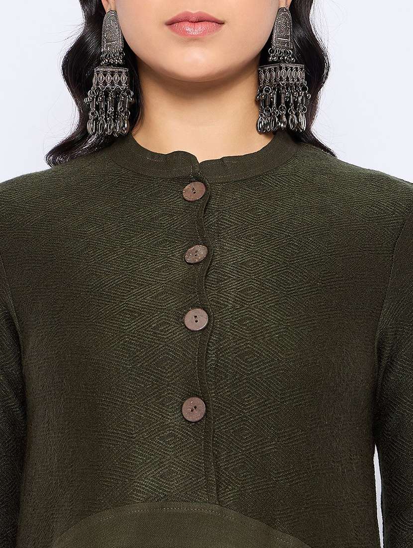 women self design long sleeve winter wear kurta  - 22291127 -  Standard Image - 3