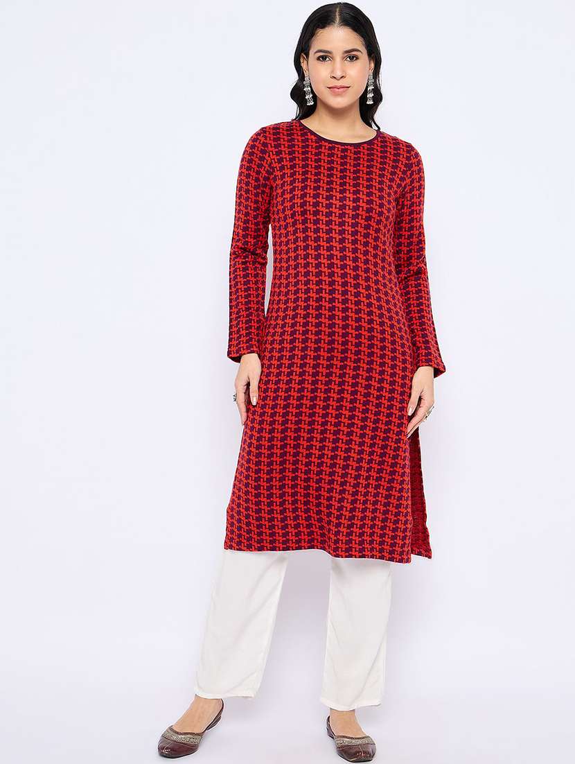 women self desgin long sleeve winter wear kurta 
