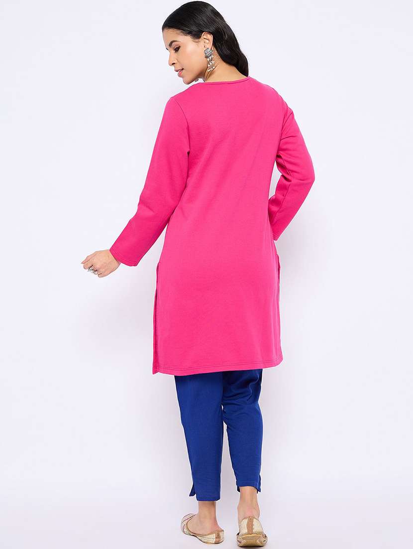 women printed long sleeve winter wear kurta  - 22291147 -  Standard Image - 3