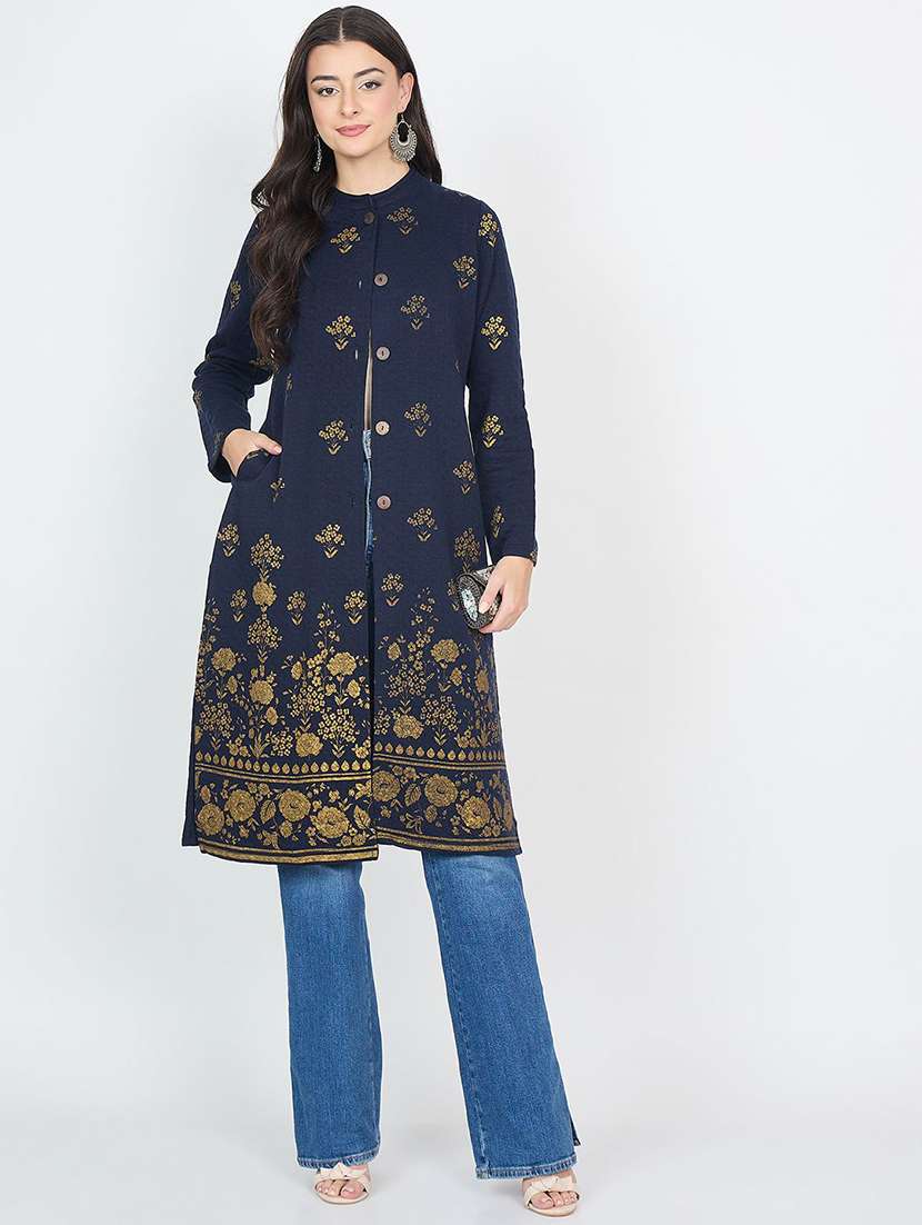 women floral long sleeve winter wear kurta 