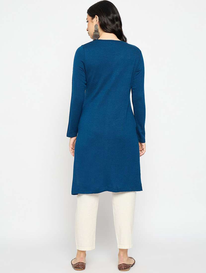 women solid with work long sleeve winter wear kurta  - 22291153 -  Standard Image - 3