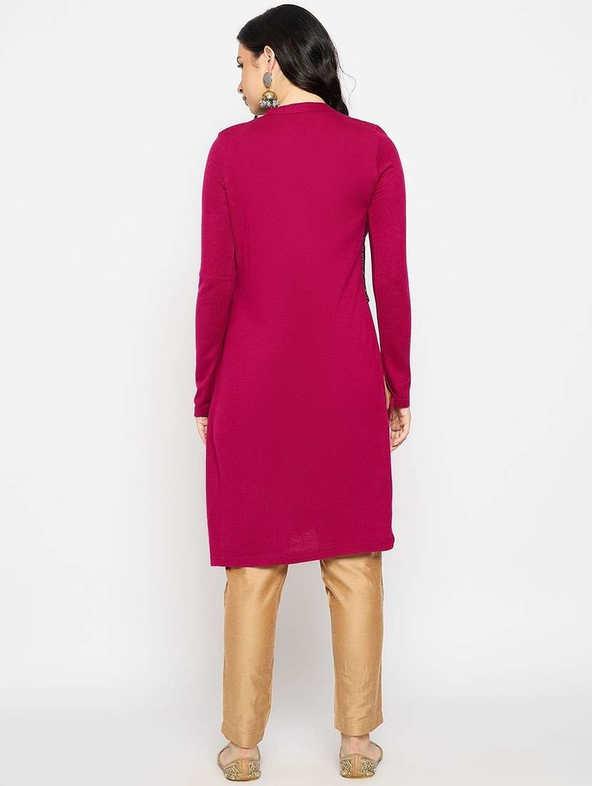 women self design long sleeve winter wear kurta  - 22291169 -  Standard Image - 3