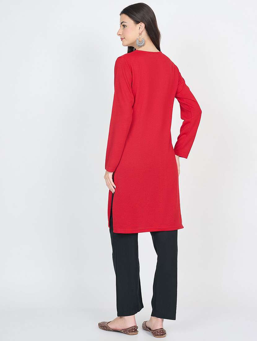 women self design long sleeve winter wear kurta  - 22291183 -  Standard Image - 3