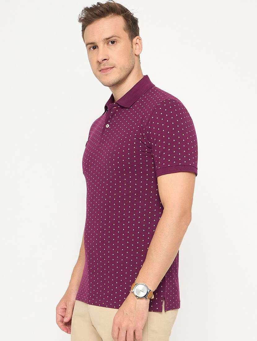 men printed short sleeve regular fit polo t-shirt