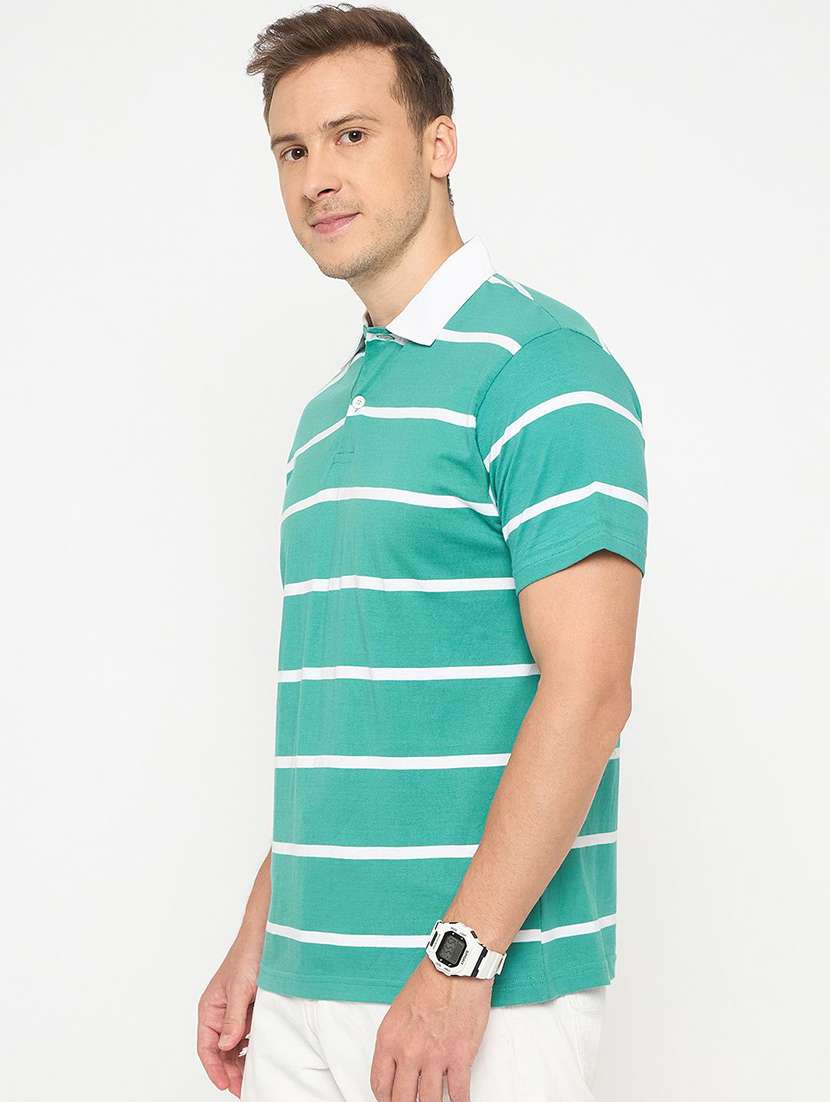 men striped short sleeve regular fit polo t-shirt