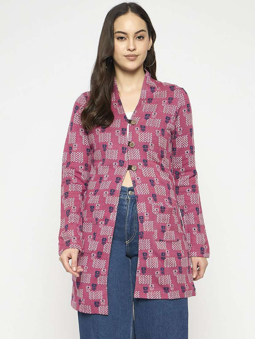 women self designed long sleeve woolen shrug