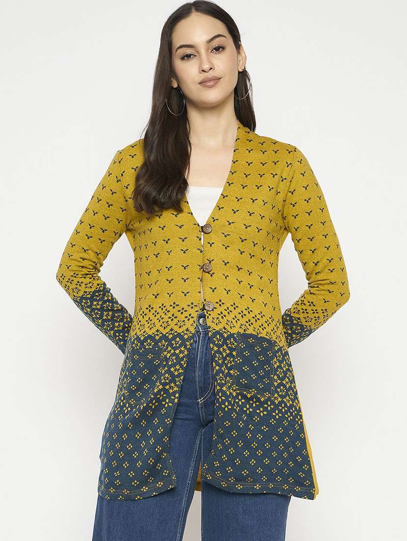 women self designed long sleeve woolen shrug