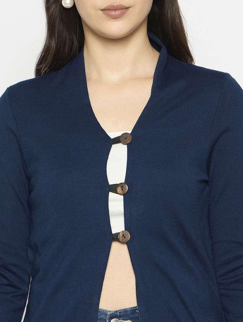 women solid long sleeve woolen shrug - 22291258 -  Standard Image - 3