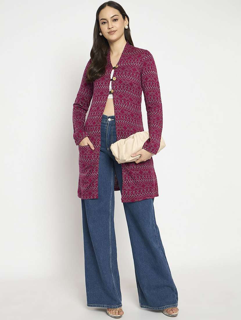 women self designed long sleeve woolen shrug - 22291259 -  Standard Image - 3