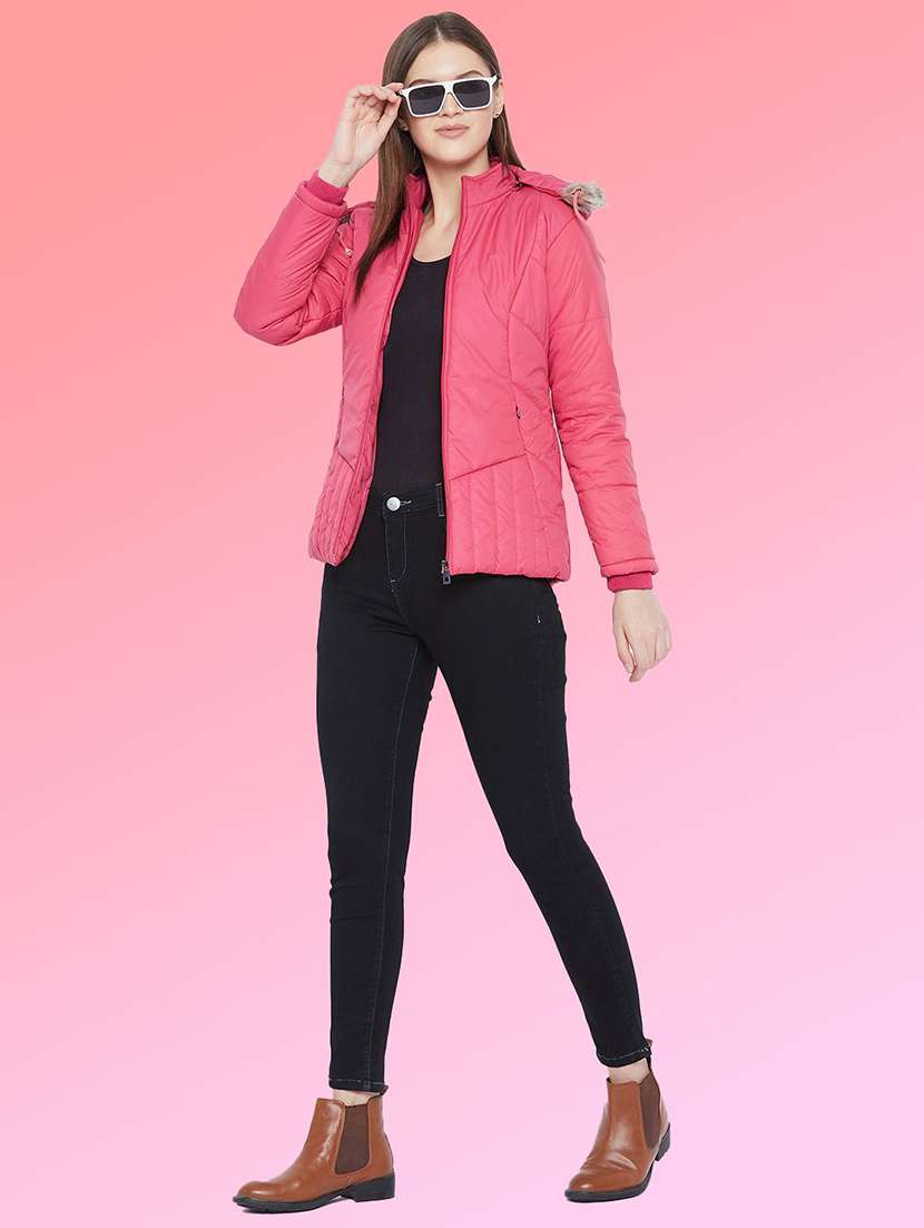 women solid long sleeve hooded quilted jacket - 22291290 -  Standard Image - 3