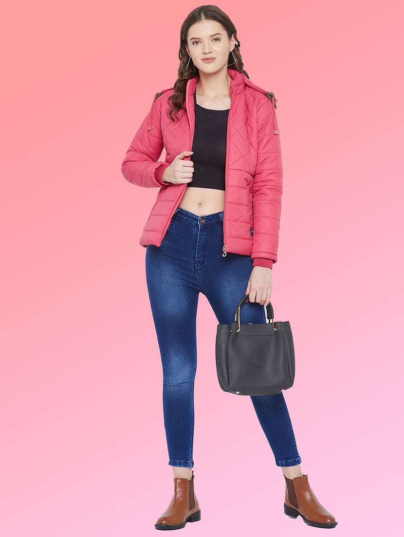 women solid long sleeve hooded quilted jacket - 22291293 -  Standard Image - 3