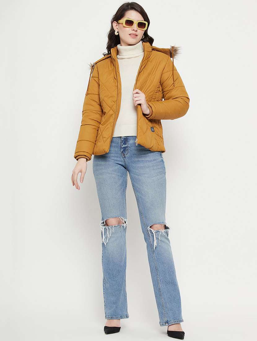 women solid long sleeve hooded quilted jacket - 22291315 -  Standard Image - 3