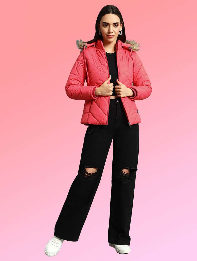 women solid long sleeve hooded quilted jacket - 22291328 -  Standard Image - 3