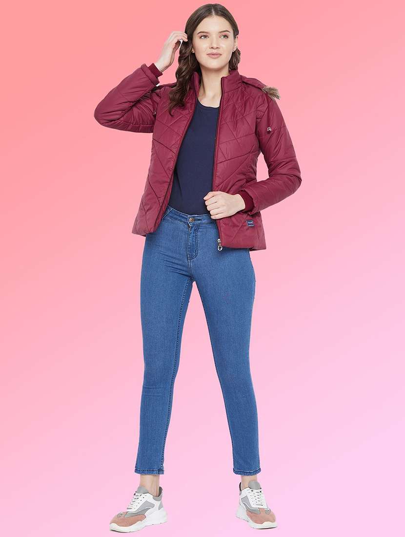 women solid long sleeve hooded quilted jacket - 22291336 -  Standard Image - 3