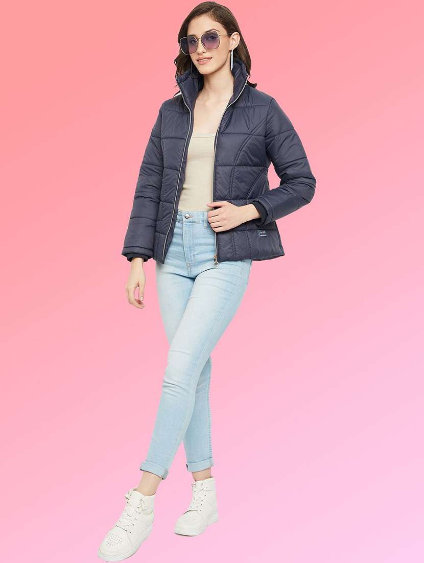 women solid long sleeve quilted jacket - 22291342 -  Standard Image - 3