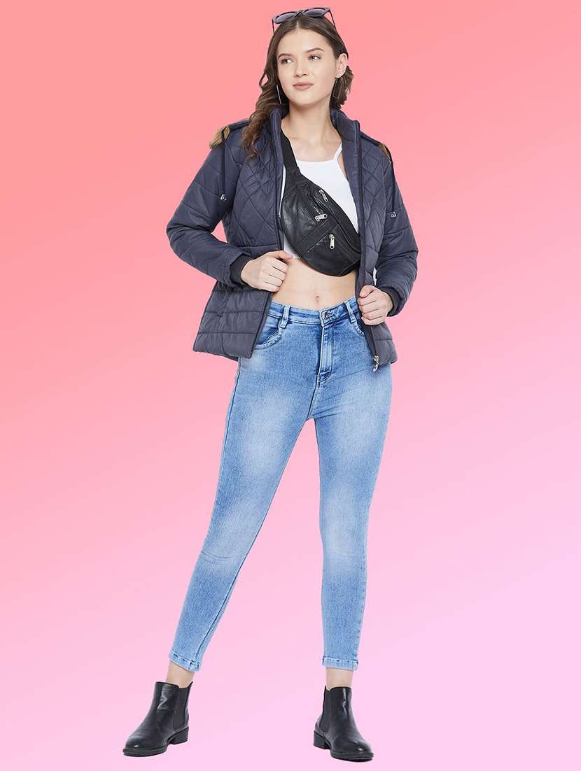 women solid long sleeve hooded quilted jacket - 22291345 -  Standard Image - 3