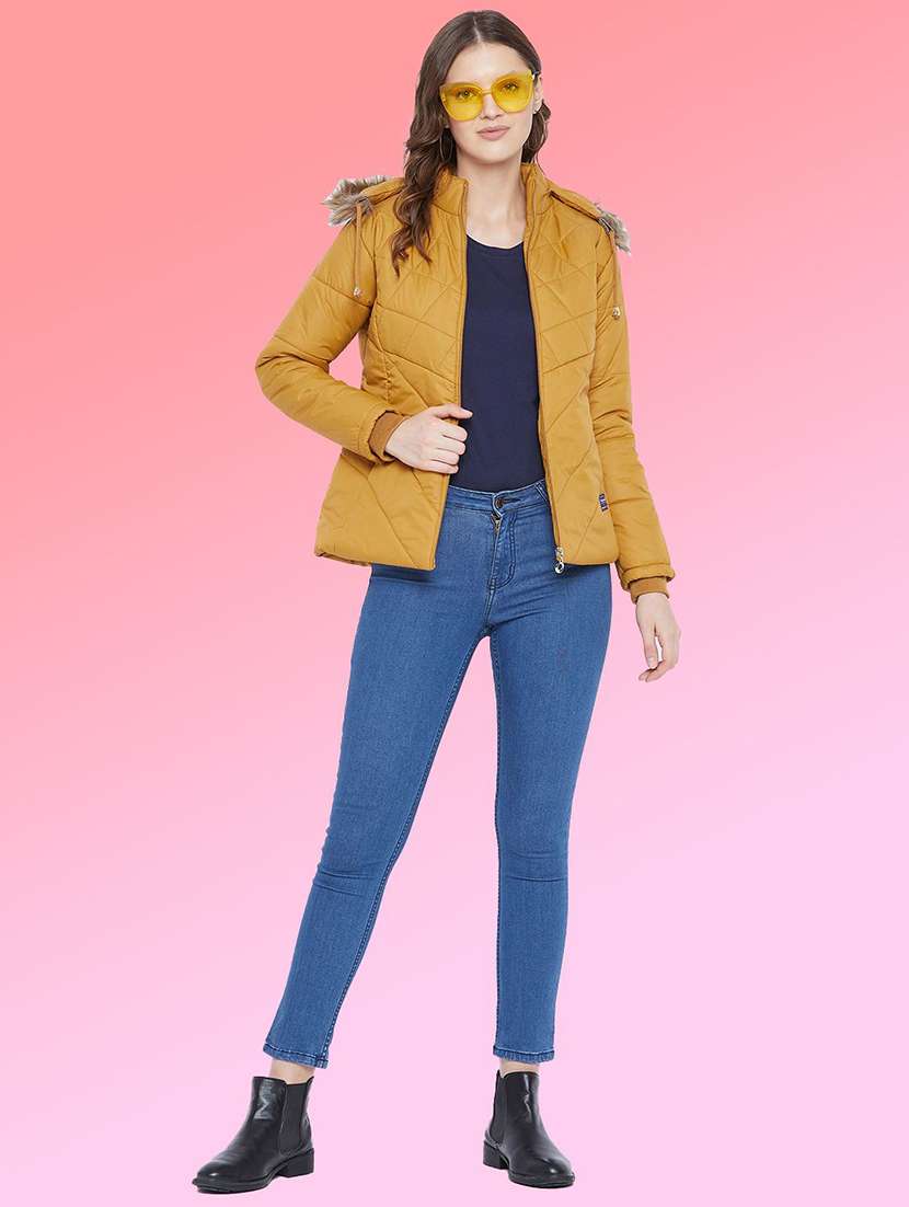 women solid long sleeve hooded quilted jacket - 22291349 -  Standard Image - 3