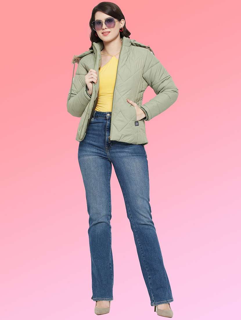 women solid long sleeve hooded quilted jacket - 22291359 -  Standard Image - 3