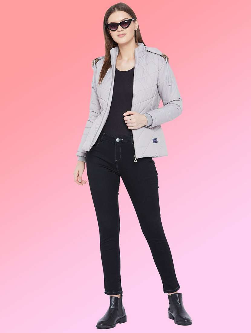 women solid long sleeve hooded quilted jacket - 22291364 -  Standard Image - 3